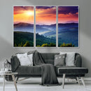Sunset over Mountain Canvas Print, Forest Canvas Wall Art –