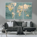 Classic World Map Canvas Print – Framed Vintage Map Wall by MyGreatCanvas | Canvas Wall Art Prints | Photo Prints & Wall Decor