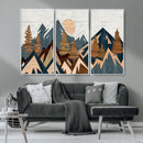 Abstract Wood Panel Effect Mountain Range Top Wall Art