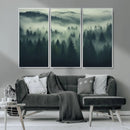 Misty Forest Wall Art Premium Canvas Print a Foggy and