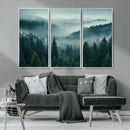 Captivating Misty Foggy Forest Wall Art Premium Canvas Print