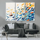Abstract Fish Shoal Wall Art Canvas Print, Colorful Fish