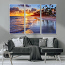 Serene Beach Sunset Wall Art Canvas- Coastal Seascape Print