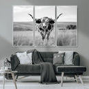Texas Cow Longhorn Wall Art Canvas Print for Farm House Wall