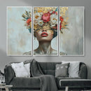 Golden Petal Wall Art Canvas Print - Silhouette Woman Wall
