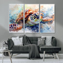 Watercolor Sea Turtle Wall Art Canvas Print - Vibrant Ocean