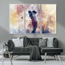 Abstract Watercolor Golf Player Wall Art Canvas Print