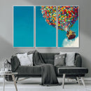 Carl Fredricksen, Up Movie Wall Art, Colorful Balloon House