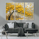Yellow Blossom Tree Canvas Wall Art - Floral Abstract Modern