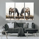 Chines Ink Style Horses Wall Art Canvas Print