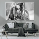 Black and White Horse Winter Wall Art | Ready to Hang and