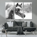 Black Horse Winter Wall Art | Ready to Hang and Framed |