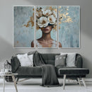 Golden Petal Wall Art - Petal Silhouette Woman Wall Art by MyGreatCanvas | Canvas Wall Art Prints | Photo Prints & Wall Decor