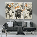 Farmhouse Wall Art | Western Longhorn Cattle Canvas Print | by MyGreatCanvas | Canvas Wall Art Prints | Photo Prints & Wall Decor