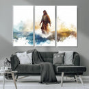 Watercolor Jesus Walking Wall Art Print, Jesus Water Canvas