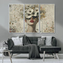 Abstract Floral Women Patel Wall Art Canvas Print
