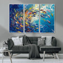 Colorful Swirling Fish School Wall Art Canvas Print |