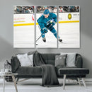 San Jose Sharks Ice Hockey Player Wall Art Canvas Print