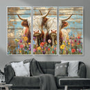 Cute Highland Cow Canvas Wall Art - Rustic Farmhouse Decor