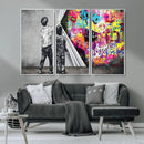 Banksy Print - Street Art Canvas Wall Art - Kids Revealing