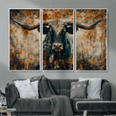 Longhorn Wall Art – Rustic Western Bull Canvas Print, Modern