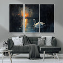 Abstract Swan on Water Wall Art Canvas Print - Elegant