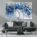 Blue and Gold Abstract Tree Wall Art Canvas Print | Modern
