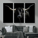 Texas Black Longhorn Bull Wall Art Canvas Print - Western by MyGreatCanvas | Canvas Wall Art Prints | Photo Prints & Wall Decor
