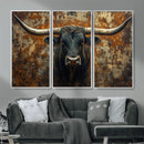 Longhorn Texas Cow Bull Wall Art | Rustic Farmhouse Canvas by MyGreatCanvas | Canvas Wall Art Prints | Photo Prints & Wall Decor