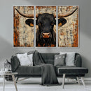 Rustic Texas Artwork Wall Art Canvas Print - Abstract Cow