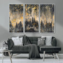 Golden Forest Abstract Wall Art | Dark Forest with Gold