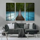 Suspension Bridge Over River Canvas Art | 3-Panel Nature by MyGreatCanvas | Canvas Wall Art Prints | Photo Prints & Wall Decor