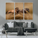 Large Wall Art Canvas Print – Two Running Brown Horses