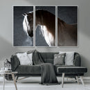 Large Wall Art Cream Colored Horse on Grey Background Canvas