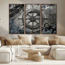 Ship Steering Wheel Vintage Wall Art Canvas Print