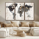 Abstract Map Printing - Modern World Map Canvas Wall Art for