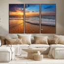 Sunset and Beach at Night Wall Art Canvas Print