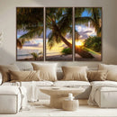 Tropical Island Sunset on the Beach Palms Wall Art Canvas by MyGreatCanvas | Canvas Wall Art Prints | Photo Prints & Wall Decor