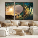 Golden Wave Sunset Canvas Print – Large Coastal Wall Art for