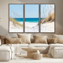 Serene Coastal Dune Path with Ocean View, 3-Panel Beach