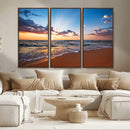 Serene Ocean Sunset Canvas Print, Golden Hour Beach Wall