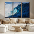 Ocean Wave at Sunset Canvas Art, Large Wall Print of Vibrant