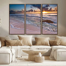 Sea Ocean Sunset Beach Wall Art Canvas Print