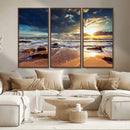 Golden Hour Beach Sunset Canvas Triptych, Ocean Waves and by MyGreatCanvas | Canvas Wall Art Prints | Photo Prints & Wall Decor