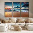 Sunset on Beach Wall Art Ocean Beach Canvas Print