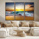 Golden Sunset Ocean Waves Wall Art Canvas Print – Multi