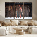 Vintage Ski Gear Canvas Print, Vintage Ski Gear Against