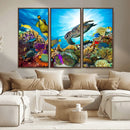 Aquatic Life Sea Turtles Fish Wall Art Canvas Print