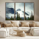 Mountain Mist Canvas Wall Art Print | 3-Panel Foggy Forest