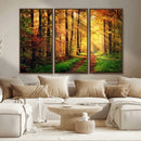 Sunlight Through Trees Wall Art Canvas Print - Autumn Forest